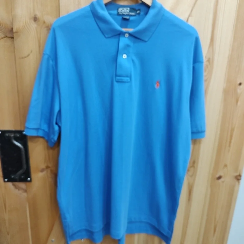 Polo Ralph Lauren Blue Classic Polo Shirt with Embroidered Logo Sz XL Simple